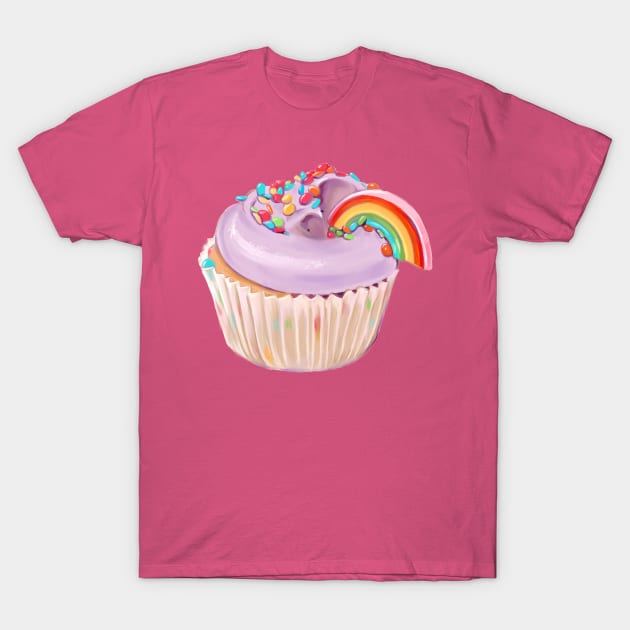 Pink Pastel Rainbow Cupcake T-Shirt by artbysavi